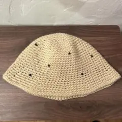 手編み　クロシェハット クラッシャーハット ビーニー