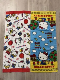 ☆新品☆ ハローキティ　フェイスタオル　サンリオ　レトロキティ　キャラクター　青