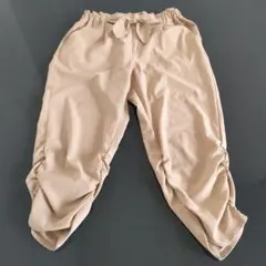 ベージュ カジュアルパンツ リボン付き
