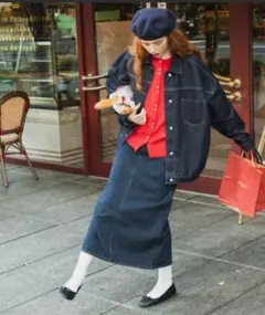 BONLECILL バックスリットデニムロングタイトスカート