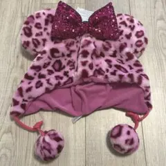 【新品タグ付き】ディズニー　ファンキャップ　レオパード　ヒョウ柄　ピンク　ミニー