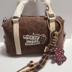 ハンドバッグ レオパード柄 茶色 ブラウン ボストン風 ミニバッグ