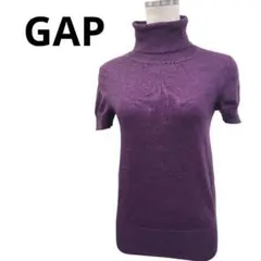 【イタリアウール使用】GAPタートルネック 半袖ニット パープルのサムネイル