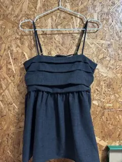 mysticダークグレー キャミソール レイヤーラッフル