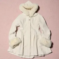 か*ん様 ROJITA ホワイトファー付きAラインコート か*ん様 ROJITA ホワイトファー付きAラインコート ファーフード