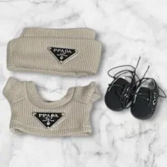 ラブブ　LABUBU POPMART ３点SET 着せ替え　洋服　靴　ベージュ