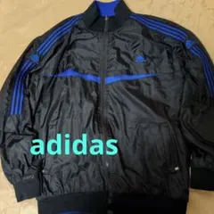 adidas ジップアップジャケット ブラック/ブルー