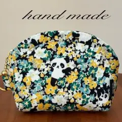 ▶︎W12 ハンドメイドポーチ ファスナーポーチ パンダ 花柄 小さい財布小銭入れ