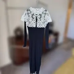 ameri レース襟付きブラックドレス　ワンピース