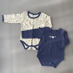 ロンパース2枚セット 90cm アイボリー・ネイビー