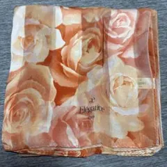 新品 エレガンスElégance オレンジ バラ柄 スカーフ ミニスカーフのサムネイル