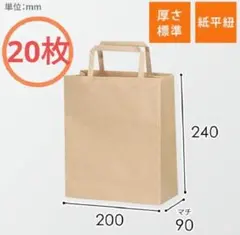 手提げ紙袋　×20枚 茶・平紐・幅200×マチ90×高さ240mm
