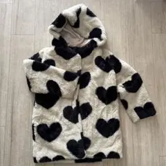 フード付きハート柄コート　6Y 110cm