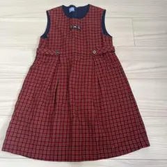 【美品】ファミリア 赤チェックワンピース120cm