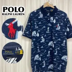 ☆希少☆良好☆ポロラルフ アロハ 半袖ポロ XL ネイビー 刺繍ポニー 鹿の子