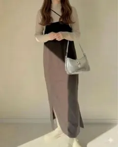 【CIAOPANIC TYPY】とろみアシンメトリーキャミワンピース ブラウン
