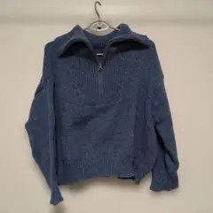 GRL ハーフジップ ニット ブルー F
