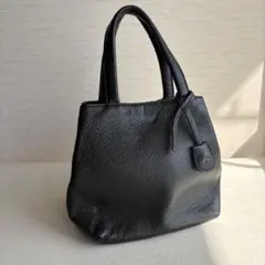 【美品】 Kitamura キタムラ 本革 ハンドバッグ レザー シボ革 黒