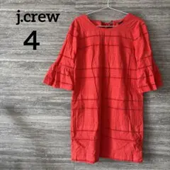 j.crew レースワンピース 赤 美品 海外古着 フリル袖チュニック レッドのサムネイル