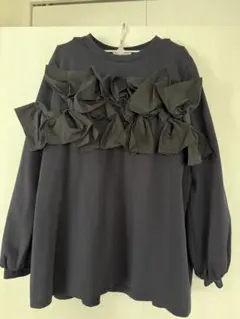 【UNITED ARROWS】リボン コンビパフスリーブカットソー