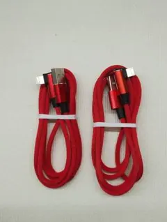 【新品】 iPhoneケーブル（3M）赤いL字型充電ケーブル2本セット
