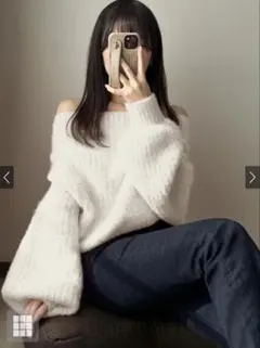 GRL グレイル　オフショルダーシャギーニットトップス[dr664]