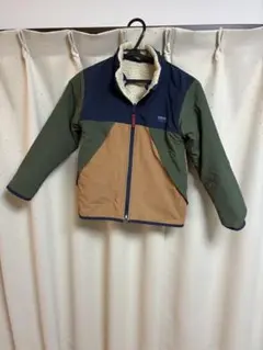 リバーシブルボアジャケット 140 ネイビー/カーキ/ブラウン　FOKIDS