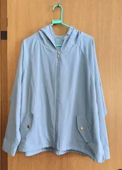 フード付きライトブルー フルジップジャケット（LL）