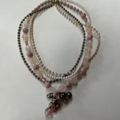 多重ビーズネックレス ピンク系