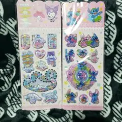 シナモロール スティッチ ウォーターシール ぷくぷく 立体 3D 2枚セット