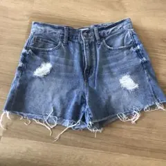 ハイウエストデニムショートパンツ