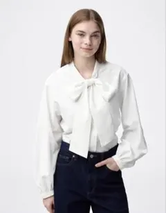 新品未使用　GU ジーユー　ボウタイブラウス　シャツ　M