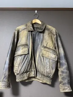日本製vintage牛革カウレザージャケットA2フライトジャケット本革 短丈 L