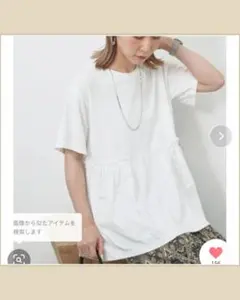 美品　サマンサモスモスブルー　フリルチュニック　Tシャツ　ホワイトのサムネイル