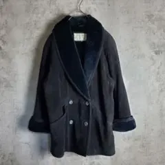 【ヴィンテージ】古着 レザージャケット ダブル 大きいサイズ 裏起毛 黒 レトロ