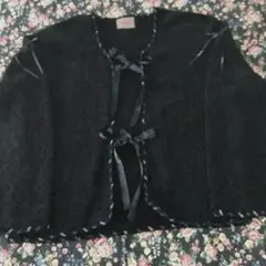 ピンクハウス　ロゴリボン　黒ニットカーディガン