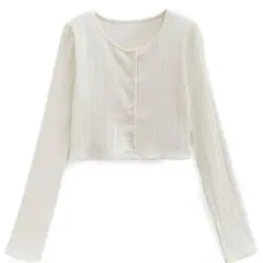 GRL クロップド丈リブカーディガン[dk1367] アイボリー