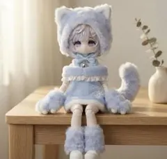 ob11 ミンティ3 用服　1/12 BJD 水色　ドール服ふわふわ