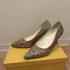 【美品】ラメグリッターパンプス ゴールド 39 24.5cm
