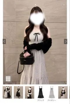 GRL ドット柄ショルダーリボンシャーリングキャミソールワンピース tg964a