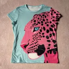 ピンクヒョウ デザイン Tシャツ M