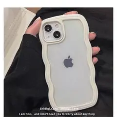 韓国風　iPhone13ケース　くすみホワイト