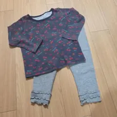 チェリー柄95サイズTシャツ・レギンスセット 西松屋
