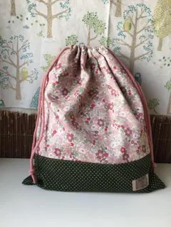 花柄 ドット お着替え袋 ハンドメイド