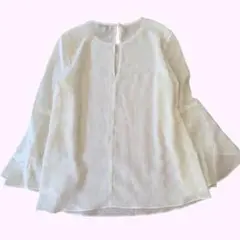Warehouse フレア袖 ブラウス 白　水玉のサムネイル