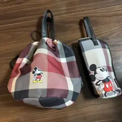 BLUE LABEL☆ミッキーマウス チェック柄☆保冷バッグとボトルケースセット