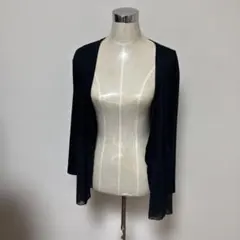 ダークブルー Vネック 長袖カーディガン