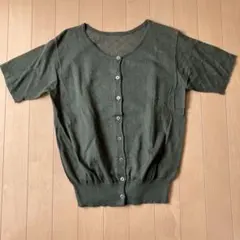 メルローズ　MELROSE CLAIRE 半袖カーディガン 深緑のサムネイル
