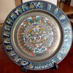メキシコ土産　アステカ暦　カレンダー　金属皿　飾り皿のサムネイル