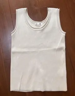 アイボリー リブ編み タンクトップ Mサイズ